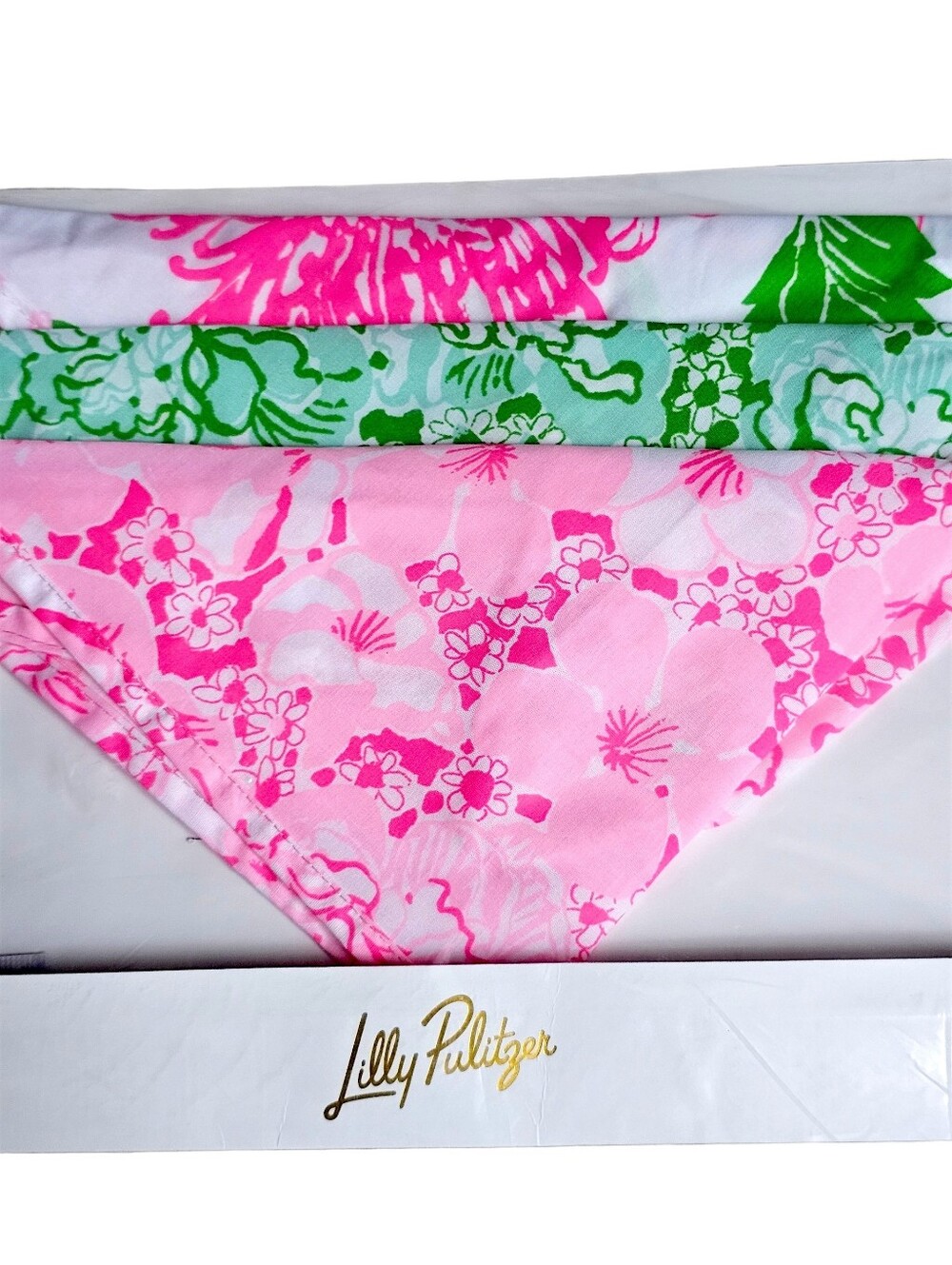 NWT Lilly Pulitzer Floral Triangle Head Scarf - Set of 3 - Picture 4 of 9